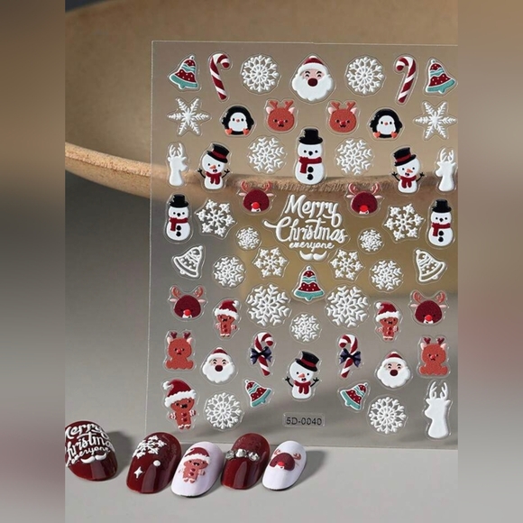 unbranded Other - Christmas Nail Art Stickers 3 Sheets Buyer's Choice-NIP